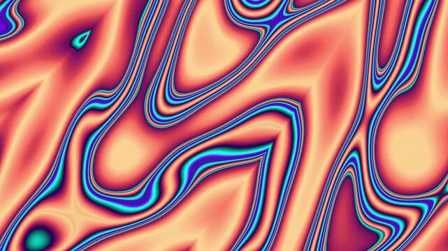Colorful Abstract Animations Feature Wavy Patterns and Shapes in Changing Forms Across the Frames