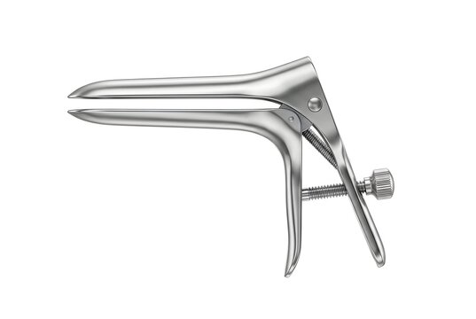 Professional Stainless Steel Vaginal Speculum - Gynecological Examination Tool Isolated on White