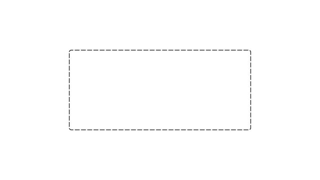 A rectangular area defined by a dashed black outline on a pure white background, indicating a boundary or selection box with no internal visual Keywords: rectangle, outline, dashed, black, white