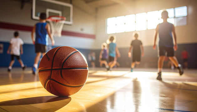 Basketball player holding ball in action on the court