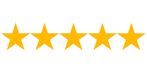 Fototapeta premium Five star rating gold alignment, customer review feedback icon row, quality evaluation scale, ranking system design
