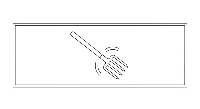 Minimalist vector illustration of a vibrating dining fork on a clean white background