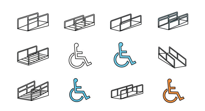 Wheelchair accessibility sign icons set.