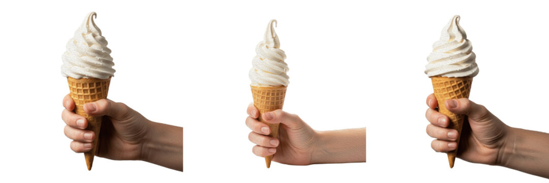 Traditional Whipped Soft Serve Vanilla Ice Cream in Crispy Waffle Cone