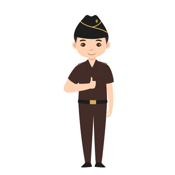 Indonesian Male Prosecutor Thumbs Up Approval Gesture PDH uniform