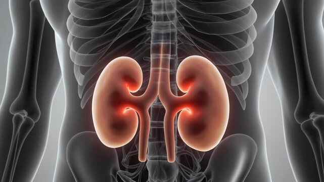 3D Anatomical Rendering of Human Kidneys in Skeletal Torso