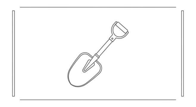 Minimalist line art illustration of a hand shovel perfect for gardening and construction concepts