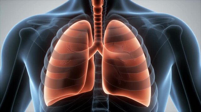 3D Anatomical Illustration of Human Lungs and Respiratory System