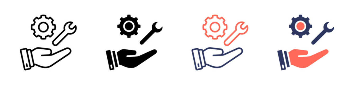 service icon set multiple style collection