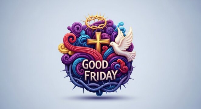 Colorful Religious Illustration for Good Friday Celebration Artwork