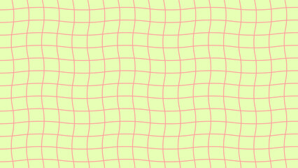 ミントグリーンとピンクの波打つ格子パターンの抽象背景シリーズ｜韓国カフェ風のポップなグリッド素材 © kona studio