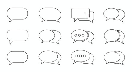 Fototapeta premium Collection of various blank speech bubbles and conversation icons, perfect for representing communication