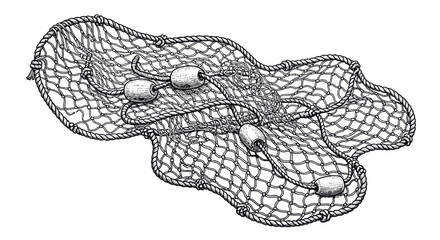 Fishing Net with Floats - Vintage Illustration © anis