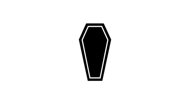 Black Coffin Icon on White Background, Death Symbol, Funeral Concept