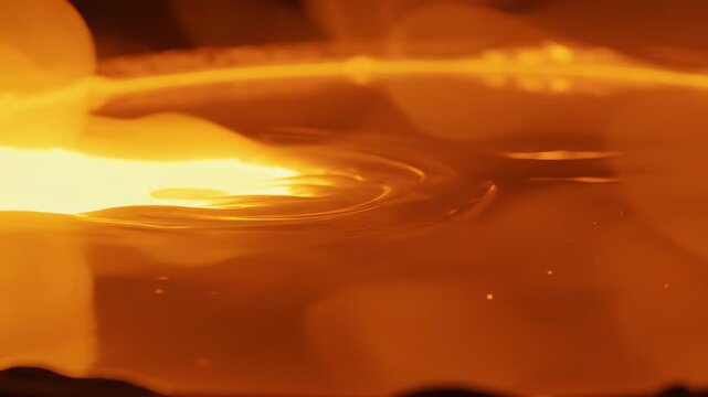 4K Macro of Molten 24k Gold with Shimmering Heat Haze
