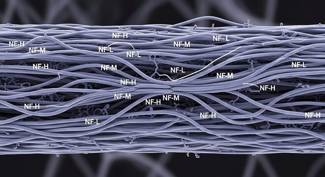 Close-up of Neurofilament Network in Human Brain Cells.