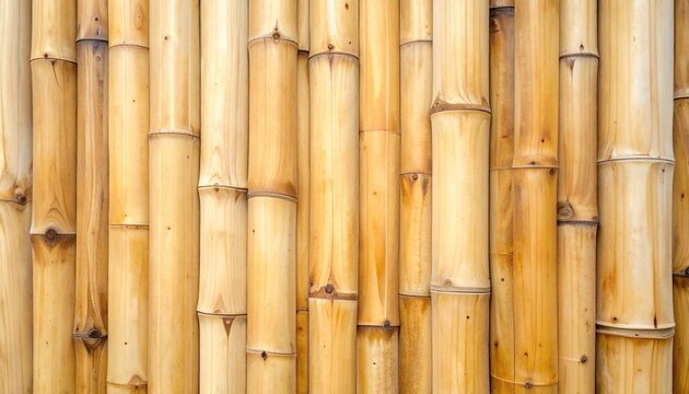 An eye-level shot of multiple bamboo stalks, creating a textured wall effect, showcasing their natural beauty