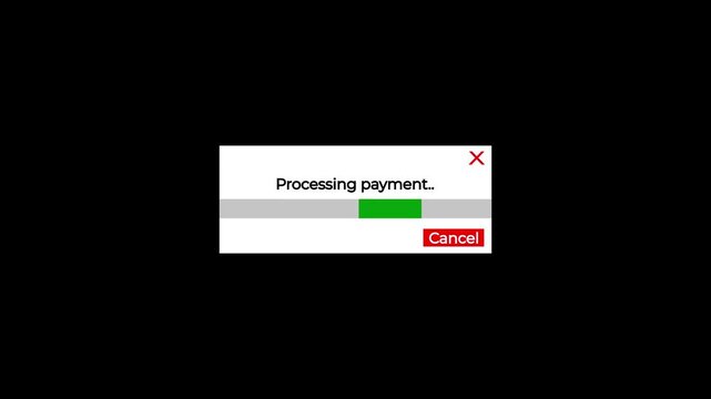 modern fintech ui payment processing animation with seamless moving progress bar.