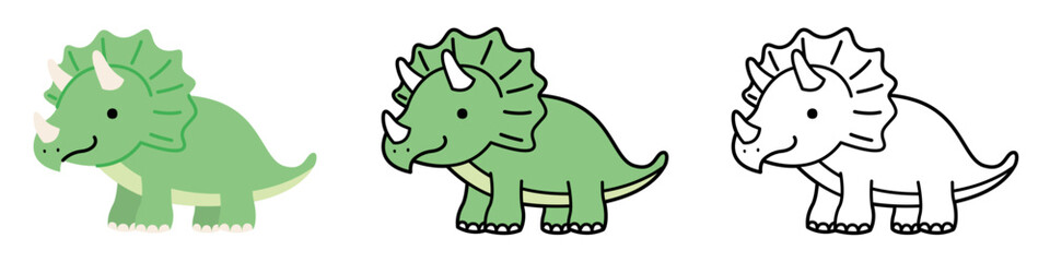 かわいいトリケラトプスのイラスト © nyaramero