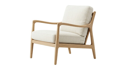 Fototapeta premium Modern Armchair with Light Wood Frame and Textured Fabric Seat