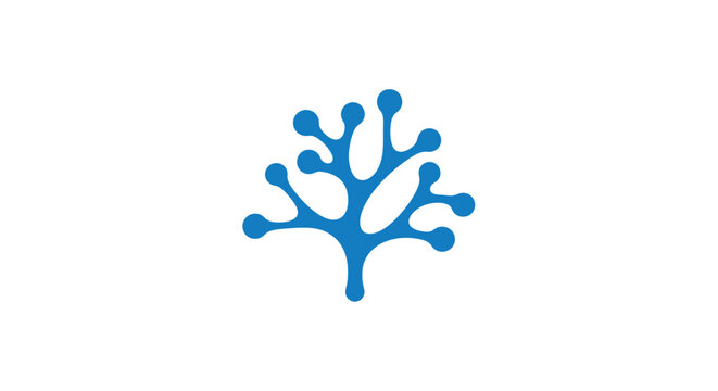 Blue Neuron Tree Graphic Illustration.