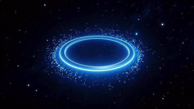 Blue glowing ring in space