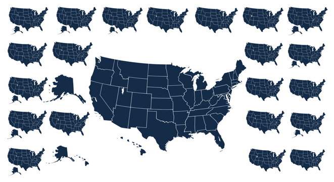 United States Map Collection: USA States Outline Graphics