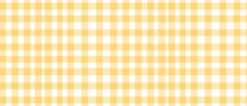 Yellow gingham pattern background. Minimalist watercolor buffalo check plaid texture for fabric, wallpaper, wrapping paper, and cute summery aesthetic design.