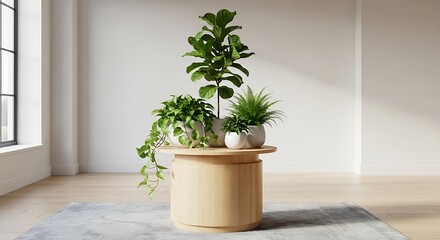 Fototapeta premium Elegant interior featuring a curated collection of indoor potted plants