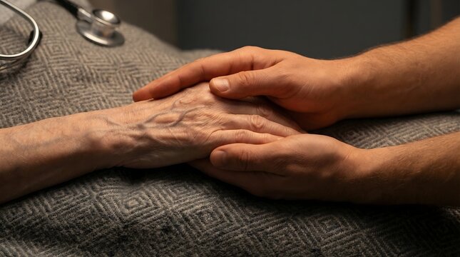 Detailed Macro of a Medical Professional Supporting a Senior Citizen for Healthcare Insurance Campaigns