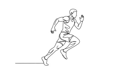 Fototapeta premium Dynamic Illustration of a Runner in Action Capturing Speed and Movement in Minimal Line Art