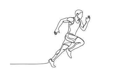 Fototapeta premium Dynamic Illustration of a Male Runner in Motion Highlighting Strength and Speed