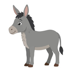 Obraz premium Cute Cartoon Donkey Illustration, Vector Style, Isolated for Educational and Kids' Projects