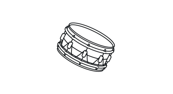 Vintage Snare Drum Illustration - Classic Percussion Instrument Outline