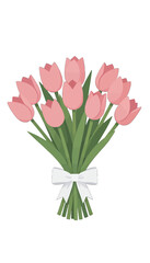 Fototapeta premium Pink Tulips Bouquet Illustration Vector, Elegant Flower Design for Cards and Gifts