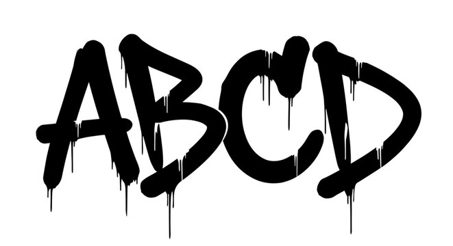 Graffiti style letters abcd with dripping paint effect urban art and design element