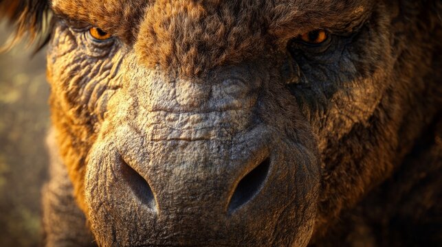 diprotodon face with coarse fur and large nose, generative ai