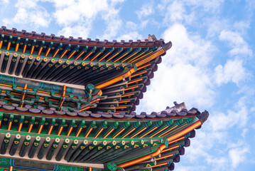 Fototapeta premium tourist attractions in the city park of seoul City, Asia business concept image, panoramic modern cityscape building in korea. The most beautiful Viewpoint seoul city,south korea.