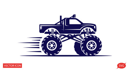 Monster Truck Icon Vector Art - Powerful Off-Road Vehicle Silhouette © Duren