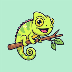 Happy chameleon on branch © VECTOR