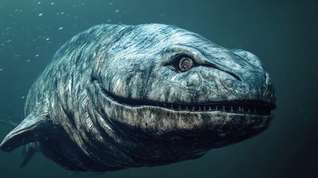 dunkleosteus armored head underwater, generative ai