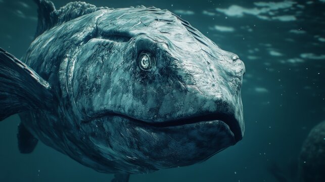 dunkleosteus armored head underwater, generative ai