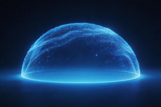 Blue glowing dome with particles