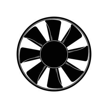 Axial Flow Fan Silhouette: Circular Ventilation Blade for Industrial Airflow and HVAC Cooling Systems