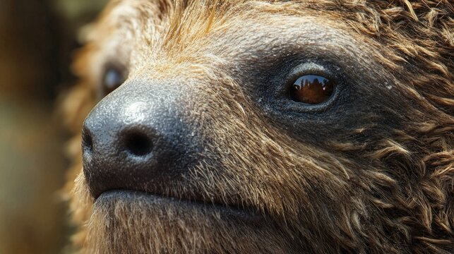 giant ground sloth face with coarse fur texture generative ai
