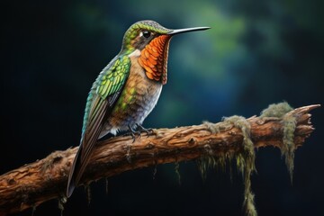 Naklejka premium Hummingbird perched on a branch animal beak bee eater.