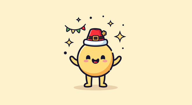 Cute Yellow Cartoon Chick Wearing Red Fez.