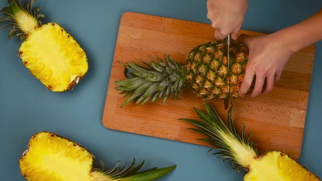 pineapple on a cutting board