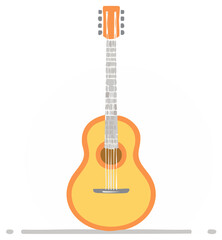 Obraz premium Yellow Acoustic Guitar Illustration in a Simple Minimalist Flat Art Style