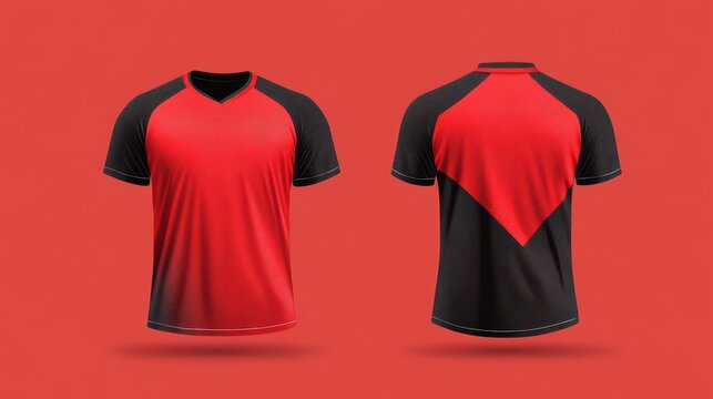 30.Minimalist vector design template showcasing sport shirts in front and back view, smooth gradient shading, ergonomic cut lines, ideal for customizing athletic uniforms.